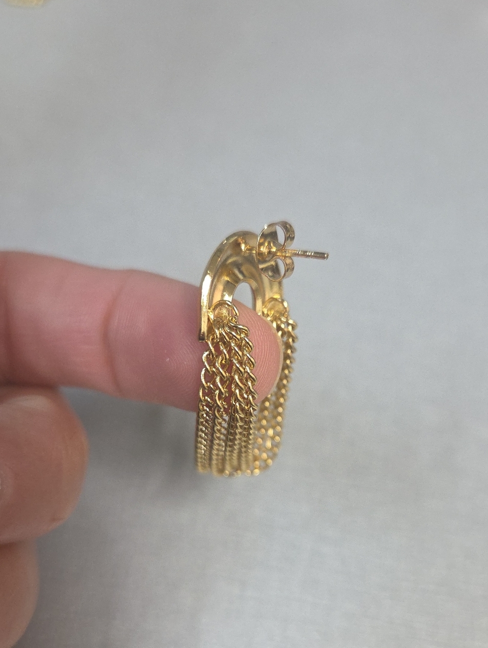 Gold Chain Fringe Tassel Statement Hoop Earrings - Picture 4 of 6